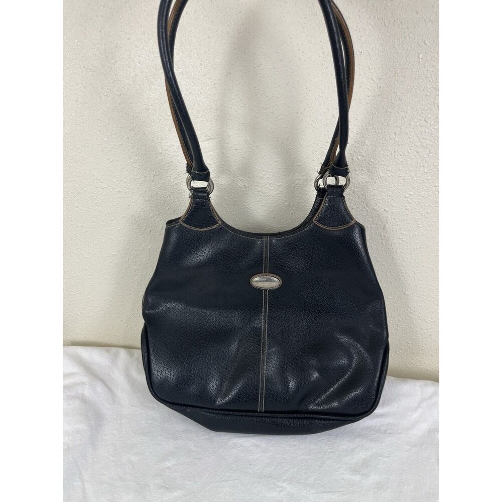 Strada Leather Shoulder Bag Tote Black Y2K 2000s